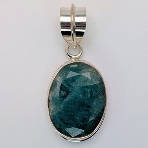 Large Natural Emerald S925 Sterling Silver Pendant